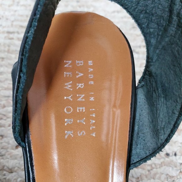 *MADE IN ITALY* BARNEYS NY Black Leather Wedges - Picture 7 of 8